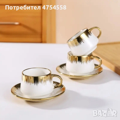Сервиз 12 части за еспресо от порцелан, снимка 4 - Сервизи - 54482465