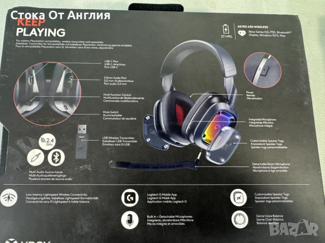 Слушалки - Logitech Astro A30 Wireless 939-002001, снимка 11 - Клавиатури и мишки - 52549142