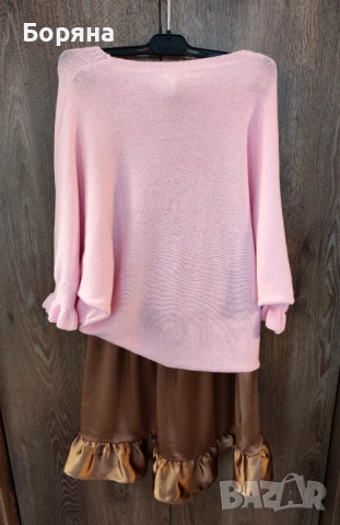 Moondust розов пролетен пуловер с къдричка, снимка 11 - Блузи с дълъг ръкав и пуловери - 54080160