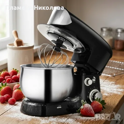 Мощен планетарен миксер 1200W с 6 скорости и неръждаема купа – готви като професионалист у дома