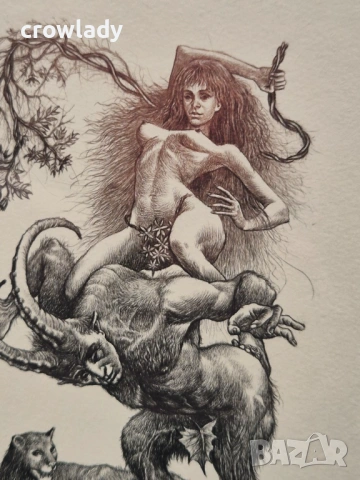 РОБЕРТ БАРЪМОВ 1966-2021 "Гетералът" около 2010г. литография суха игла, снимка 3 - Картини - 54087565