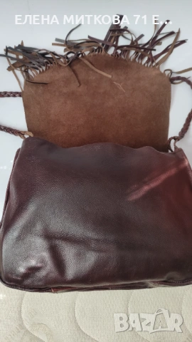 Мека дамска чанта от естествена кожа в "бохо стил" с ресни, снимка 8 - Чанти - 54139786