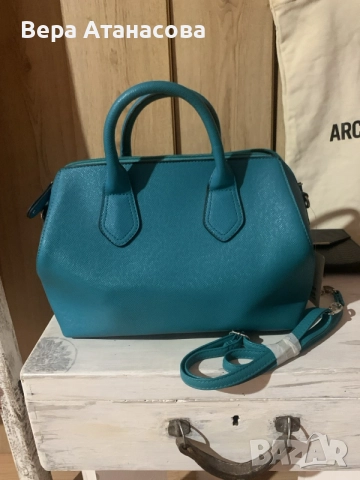 🩵👗🩵 Чанта в тюркоаз с къса и дълга дръжка💎💎💎, снимка 2 - Чанти - 55605088