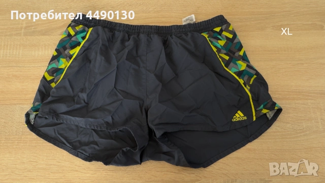 Мъжки шорти за бягане Adidas XL като ново, черни с геометрични детайли