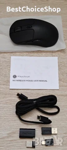 Keychron M3 8K безжична Bluetooth 5.3/2.4 GHz/кабел, лека 79g, програмируем PixArt 3950 сензор, снимка 3 - Клавиатури и мишки - 55317877