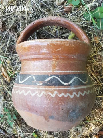 Керамична ръкатка гърне, снимка 2 - Антикварни и старинни предмети - 55493054