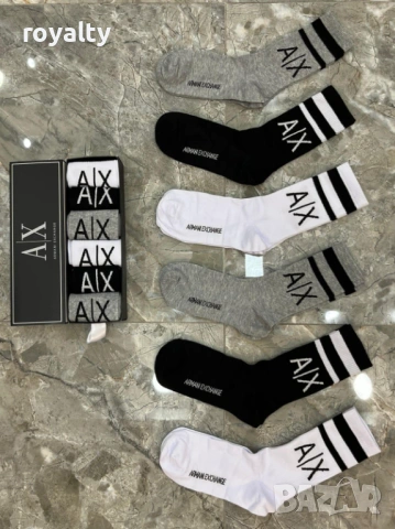 Armani Exchange Нови Мъжки Чорапи 6 бр. Кутия Армани 