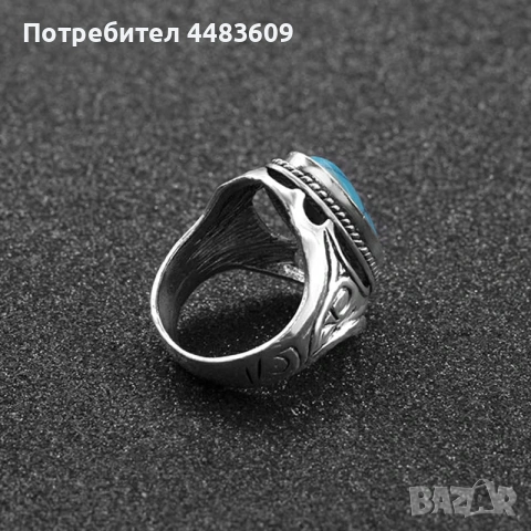 Винтидж пръстен със син камък , снимка 4 - Пръстени - 54990357