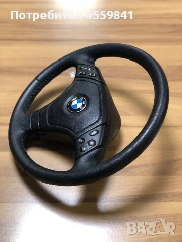 Спортен кожен мултифункционален волан за BMW Е46 с М шевове., снимка 2 - Части - 54873116