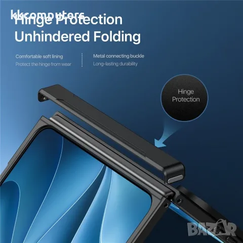DUX DUCIS Aimo за iPhone Fold Магнитен PC TPU Калъф със Защита на Пантата и Скрийн Протектор – Черен, снимка 7 - Резервни части за телефони - 55320909