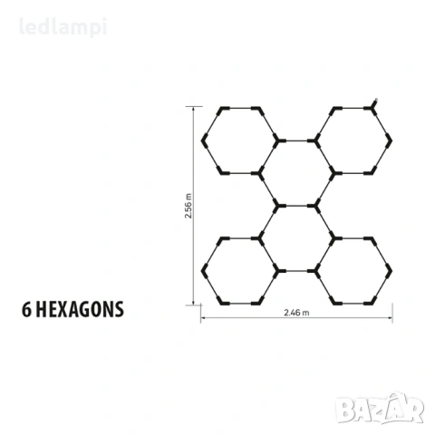 LED Система HEXAGON 6 217W 21700Lum, снимка 2 - Лед осветление - 54256403