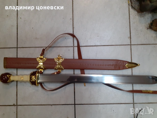 Реплика на римски меч гладиус,сабя,шпага,кортик,стоманено острие,кания обвита с кожа,тежък и масивен, снимка 9 - Колекции - 55000256