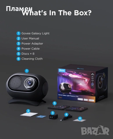 Govee Galaxy Light Projector 2 Pro H609D – Само изпробван, като нов, пълен комплект, снимка 4 - Друга електроника - 54984937