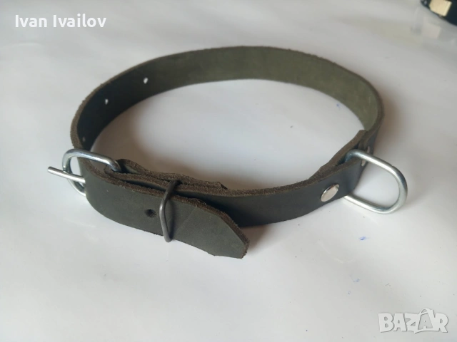 Черна кожена каишка 60см за куче – естествена кожа, ширина 2.5см