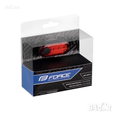 Задна LED стоп светлина за велосипед FORCE PILL 12LM, 3 x LED, USB, снимка 5 - Аксесоари за велосипеди - 54874249