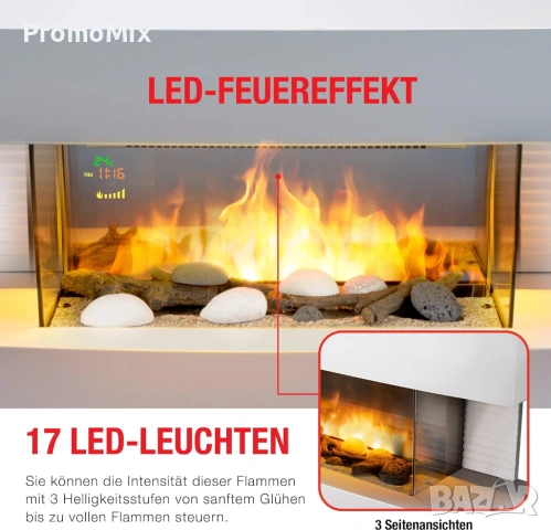 Електрическа камина Toronto RO2716-32Z 2000W Отоплител Led пламък с дистанционно управление, снимка 4 - Други - 54353337