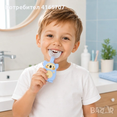 Детска U-образна четка за зъби Коала, 360° силиконова глава, без BPA, водоустойчива, с калъф, 2-6 го, снимка 2 - Други - 54896584