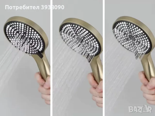 Душ система - пита и ръчен душ (матово злато brushed gold), снимка 3 - Душове - 55577502