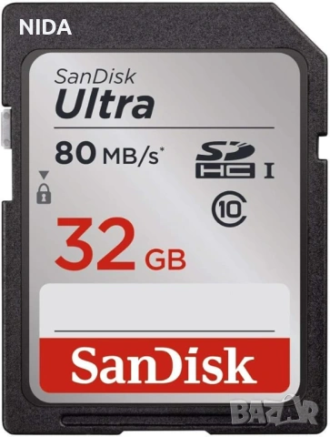 Карта памет SanDisk SD Ultra, 32GB, SDHC, 80MB/s, НОВА, снимка 2 - Чанти, стативи, аксесоари - 54814039