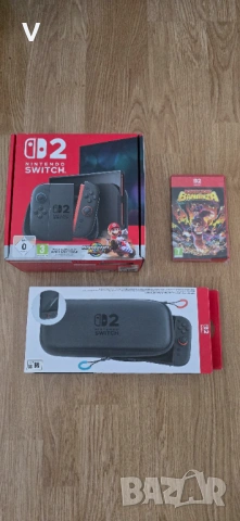 Чисто нов комплект Nintendo switch 2+Mario kart world+Donkey kong bananza+калъф