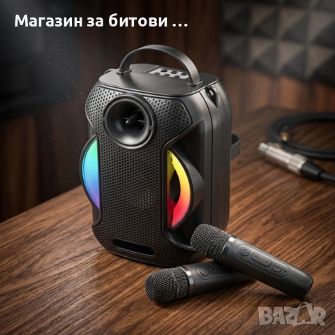 Преносима тонколонка с два микрофона, снимка 2 - Тонколони - 55258535