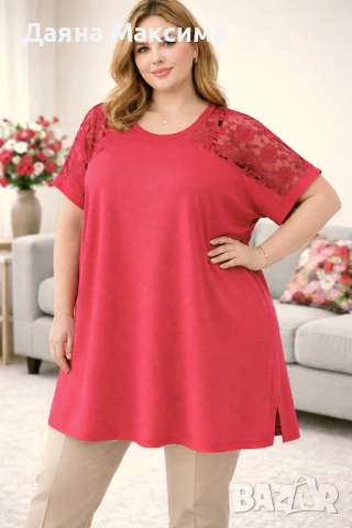 7,50€ 🎀 4/5/6ХЛ туника, снимка 2 - Туники - 54319172