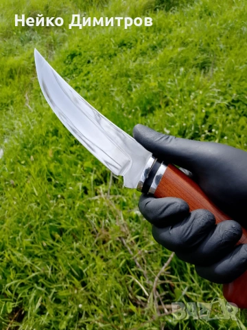 Ловен нож с кожена кания  ръчна изработка , снимка 5 - Ножове - 54219441