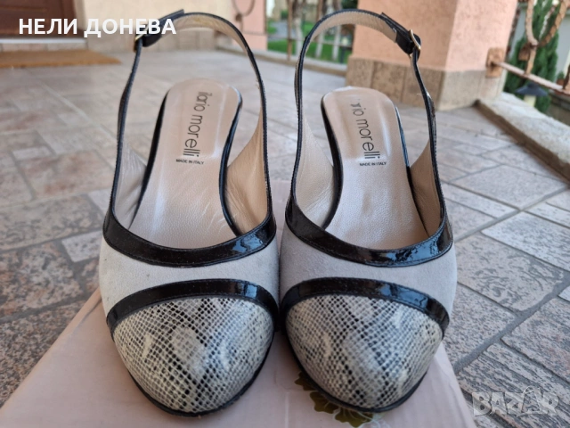 Обувки ЕСТЕСТВЕННА Кроко Кожа и Набук ILARIO MORELLI отворена пета!№37