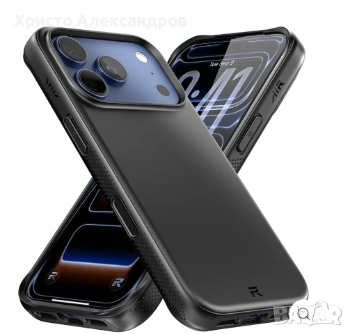 Черен Кейс Phone Rebel AIR за iPhone 17 pro max, MagSafe съвместим, Super Grip #48, снимка 5 - Калъфи, кейсове - 54545765
