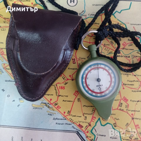 Армейски двустранен курвиметър КМ-59.А – СССР, отличен, с кожен калъф