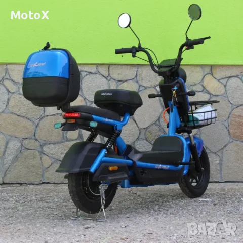 Електрически скутер с педали  500W/48V/15Ah – BLUE, снимка 2 - Мотоциклети и мототехника - 55371451