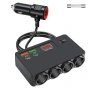 Разклонител за запалка 12V/24V 120W с 4 гнезда USB Type-C и волтметър, снимка 1