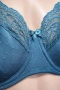 Комплект дамско бельо Hunkemöller – сутиен 90C и бикини XL, тюркоазено-син цвят с дантела, снимка 4