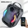 Преносима Bluetooth караоке колона ZQS-W4110 с 2 безжични микрофона, RGB светлини, FM радио, USB, TF, снимка 4