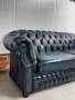 Chesterfield/Честърфилд Луксозен кожен диван –тъмносин, снимка 7