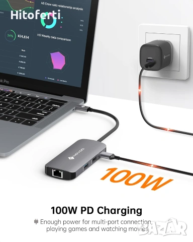 NOVOO 8 в 1 R8 Pro USB C хъб NVHUB8P60N5DNS