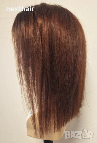 Естествена бразилска перука 40 см - Кестенява | Lace Front 13x4 | 100% човешка коса, снимка 6 - Аксесоари за коса - 55463698