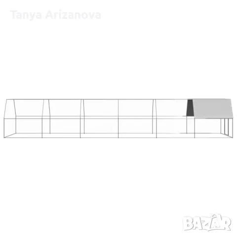 Птичарник на открито vidaXL, 3x12x 2 м, поцинкована стомана. , снимка 3 - Кокошки и пуйки - 55648803