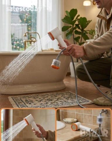 Преносен душ за баня, кухня или балкон, снимка 2 - Душове - 54219394