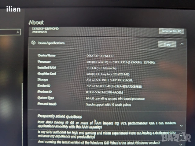 Lenovo Thinkpad X270 IPS FullHD Touch, снимка 13 - Лаптопи за работа - 54654526