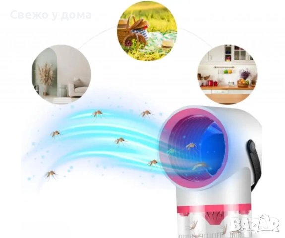 LED лампа против комари; Размер: 12,3 х 19,8 х 10, 8 см; Функция: Комарът попада в 360 градусово зав, снимка 4 - Други стоки за дома - 54565071