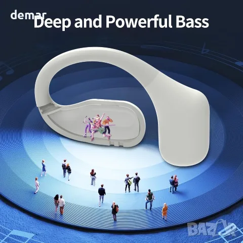 Безжични Bluetooth слушалки с отворени уши, с микрофони и кукички, iPhone и Android, снимка 5 - Безжични слушалки - 55569228