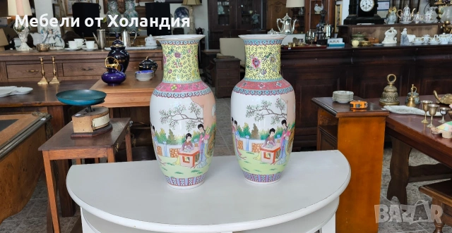 Двойка рисувани китайски вази, снимка 2 - Вази - 54386909