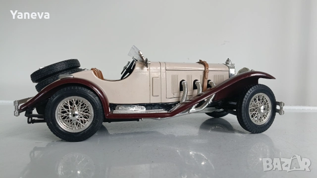 Mercedes-Benz SSK 1928 в мащаб 1:18, произведен от италианската компания Bburago. , снимка 6 - Коли, камиони, мотори, писти - 55003235