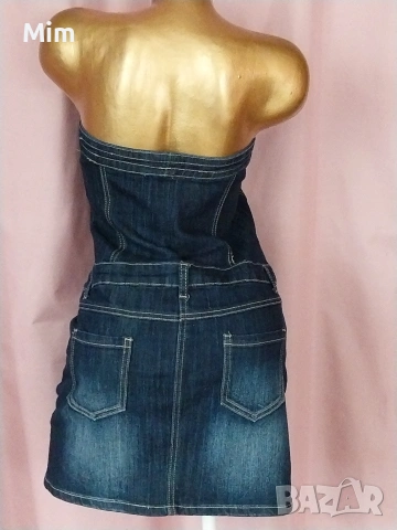 М/L Къса дънкова спортна рокля без презрамки , снимка 5 - Рокли - 54061380