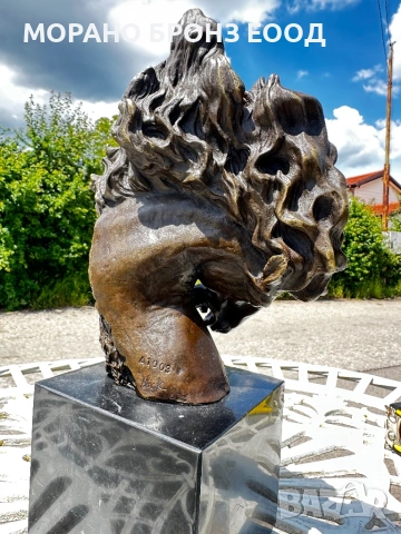 Колекционерска бронзова пластика – Конска глава – „JB Bronze Garanti Paris, снимка 2 - Антикварни и старинни предмети - 54616381