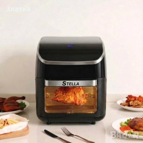 Stella power air fryer oven 12L – Дигитален еър фрайер и фурна 1800W с Touch Screen и грил, снимка 2 - Печки, фурни - 54687407