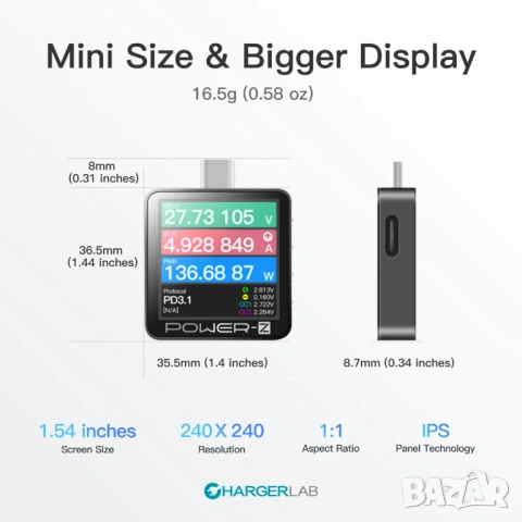 POWER-Z KM003C USB-C PD тестер / анализатор – професионален USB кабел тестер PD 3.1, снимка 3 - Друга електроника - 54692659