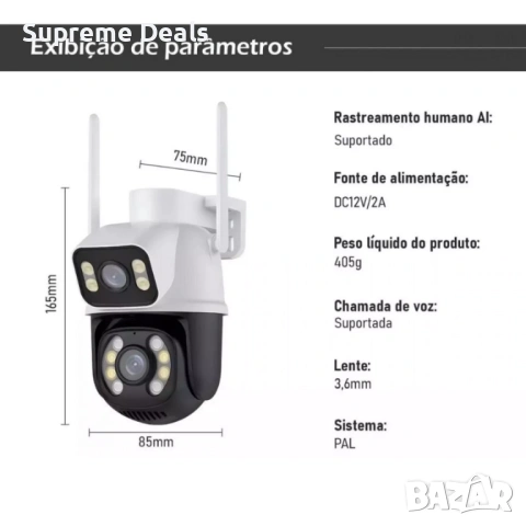 A28 6MP WiFi IP камера с двоен обектив и нощно виждане, PTZ контрол , снимка 3 - IP камери - 54161030