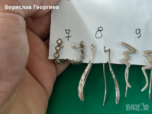 Сребърни обеци 925 10 чифта, снимка 5 - Обеци - 32205314